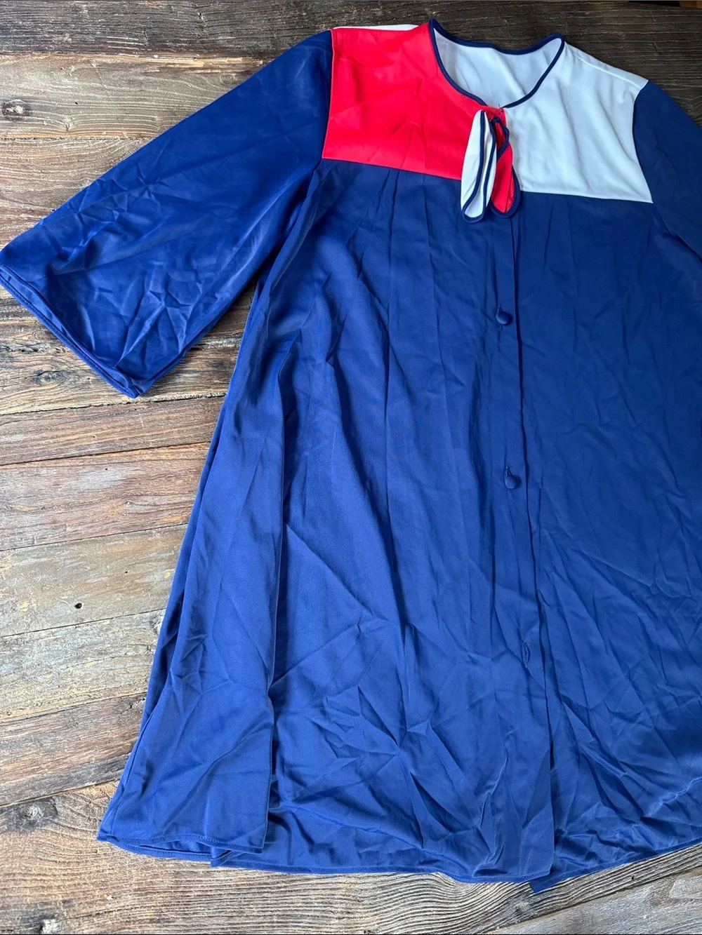 Lorraine vintage red white blue gown & bed jacket‎ set EUC XS/S